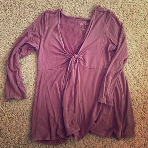 Maroon long sleeve cinched AE Soft And Sexy top